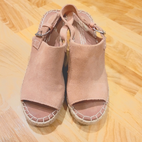 Toms Monica Espadrille Wedge Sling Back Sandals Pink Size 7 - Picture 9 of 15